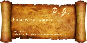 Petrovics Jónás névjegykártya